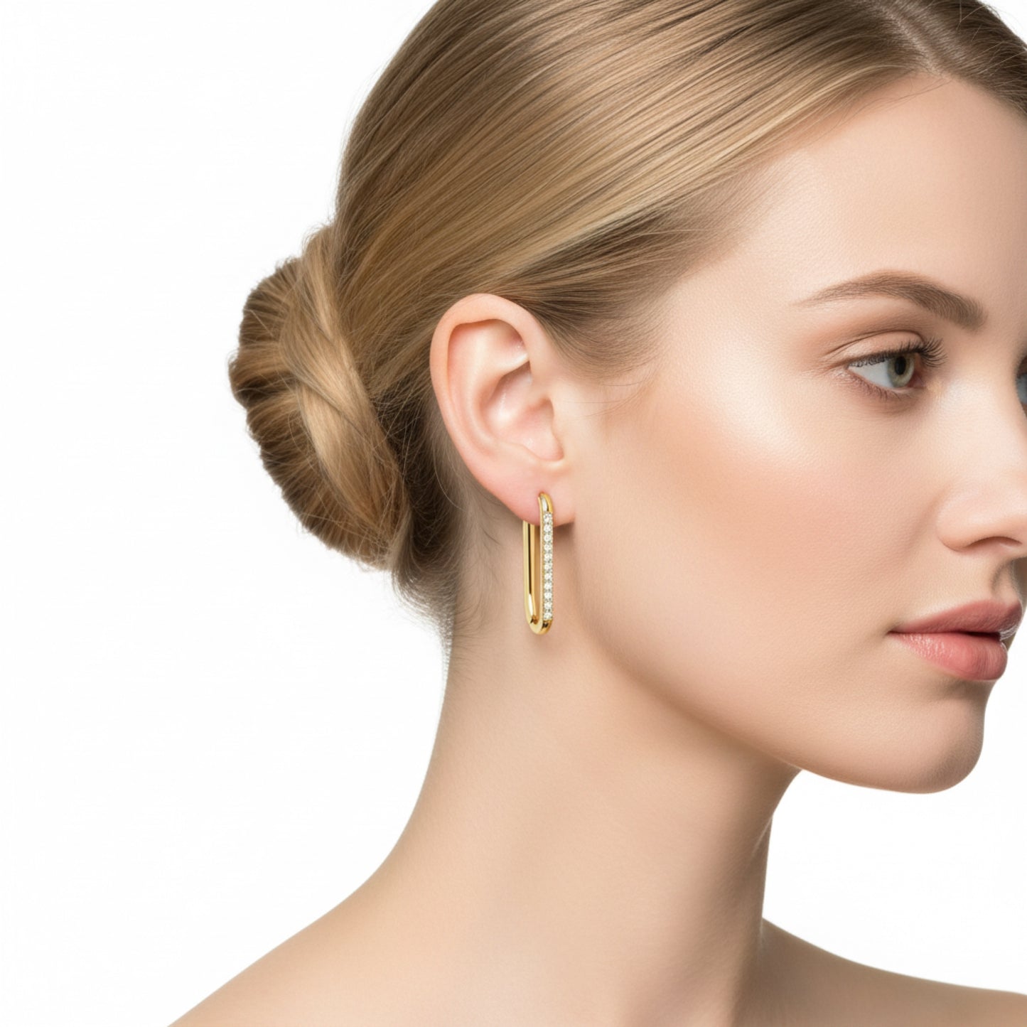 PAVE RECTANGLE HOOP EARRINGS