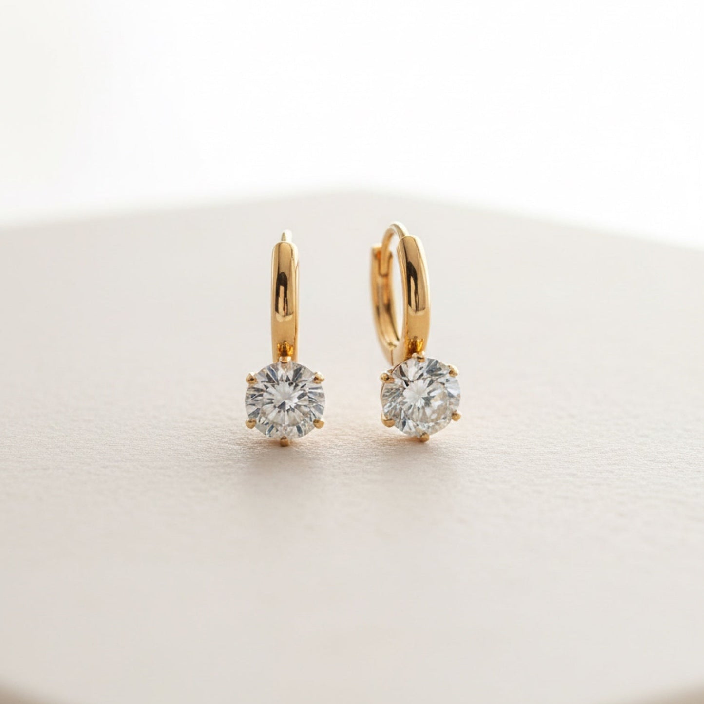 SOLITAIRE HUGGIE DROP EARRINGS