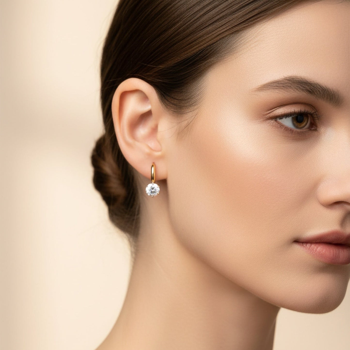 SOLITAIRE HUGGIE DROP EARRINGS