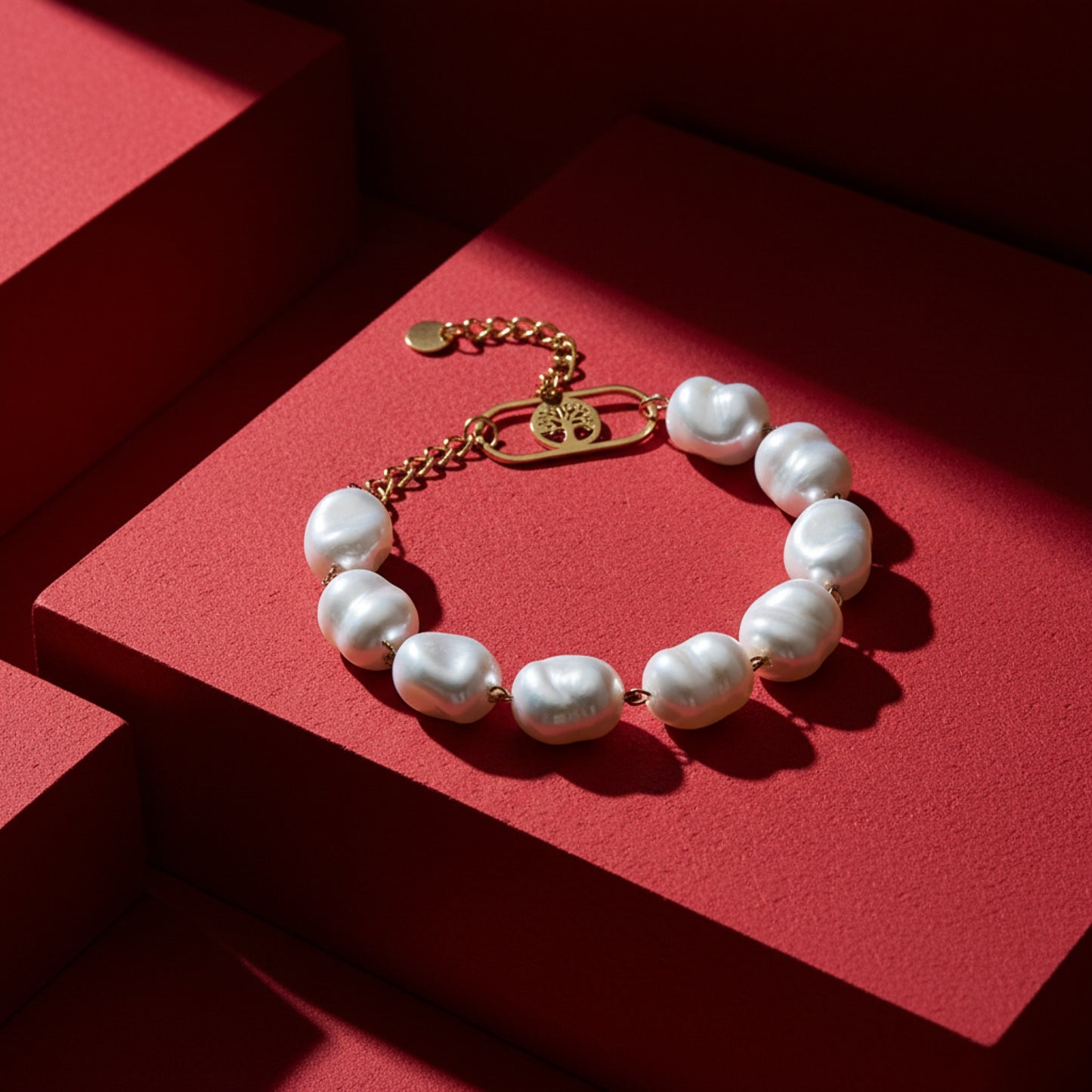 BAROQUE PEARL BRACELET WITH GOLD TREE OF LIFE CHARM