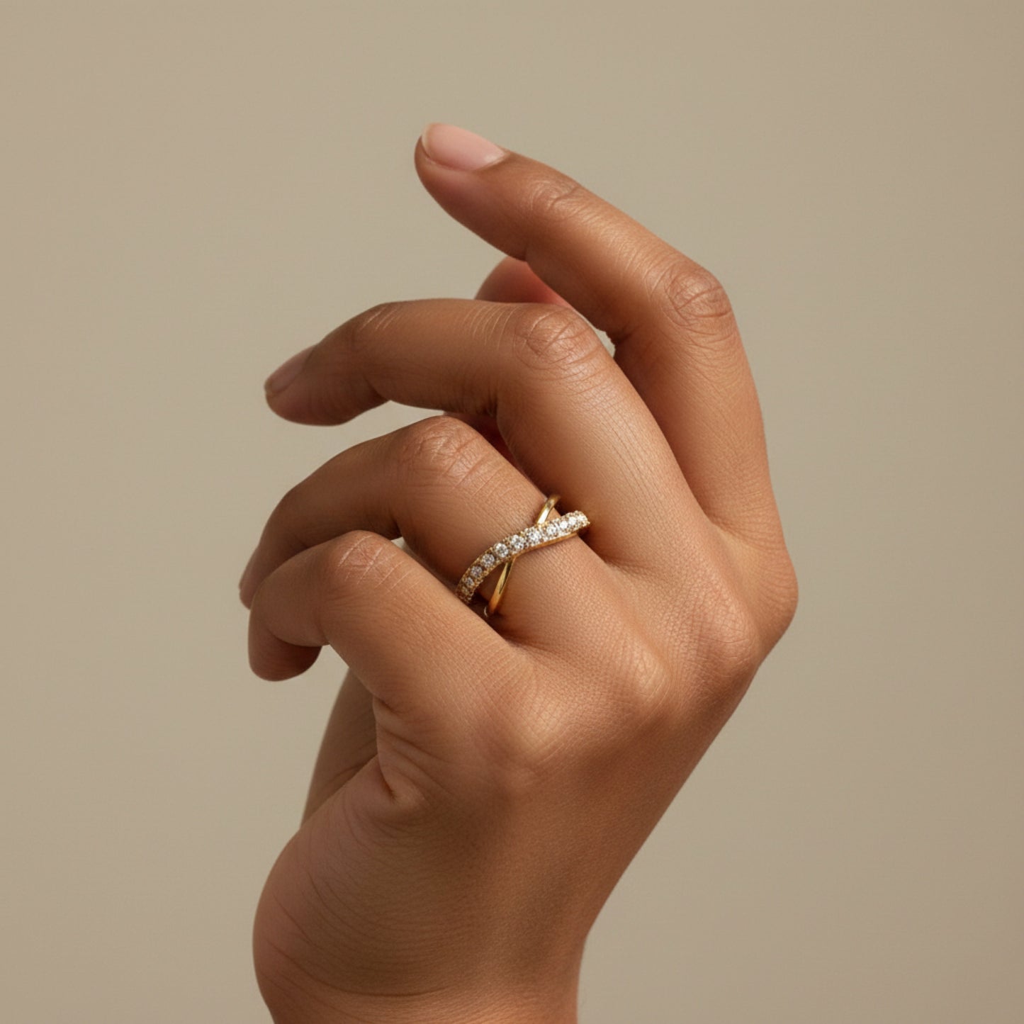 CRYSTAL PAVE X CROSSOVER RING EU54/ US7