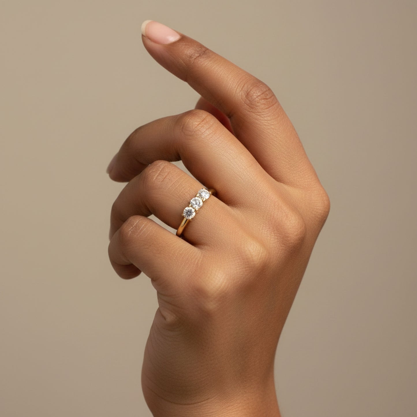 THREE STONE CRYSTAL RING