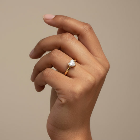 HEART ZIRCONIA SOLITAIRE RING