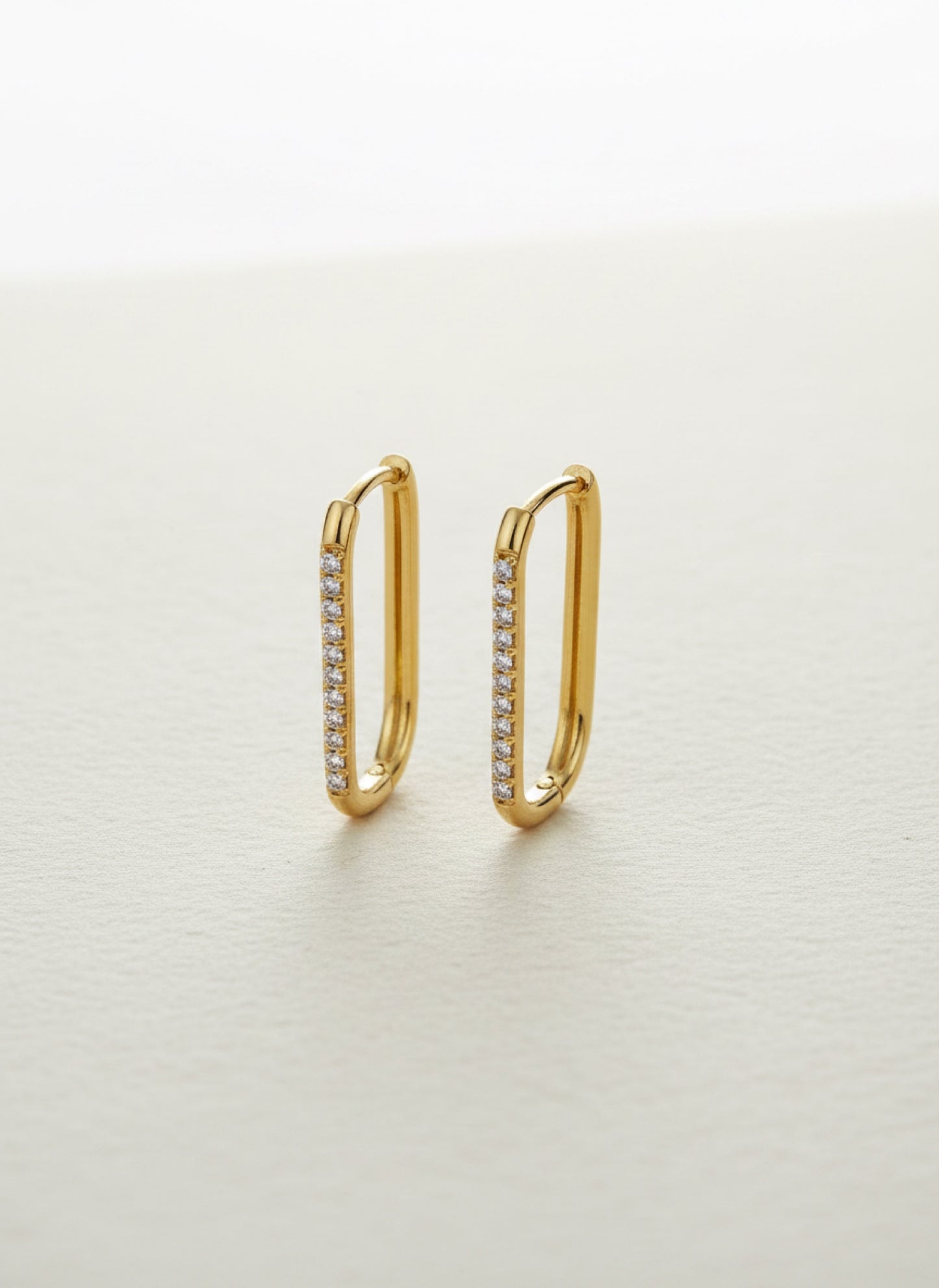 PAVE RECTANGLE HOOP EARRINGS