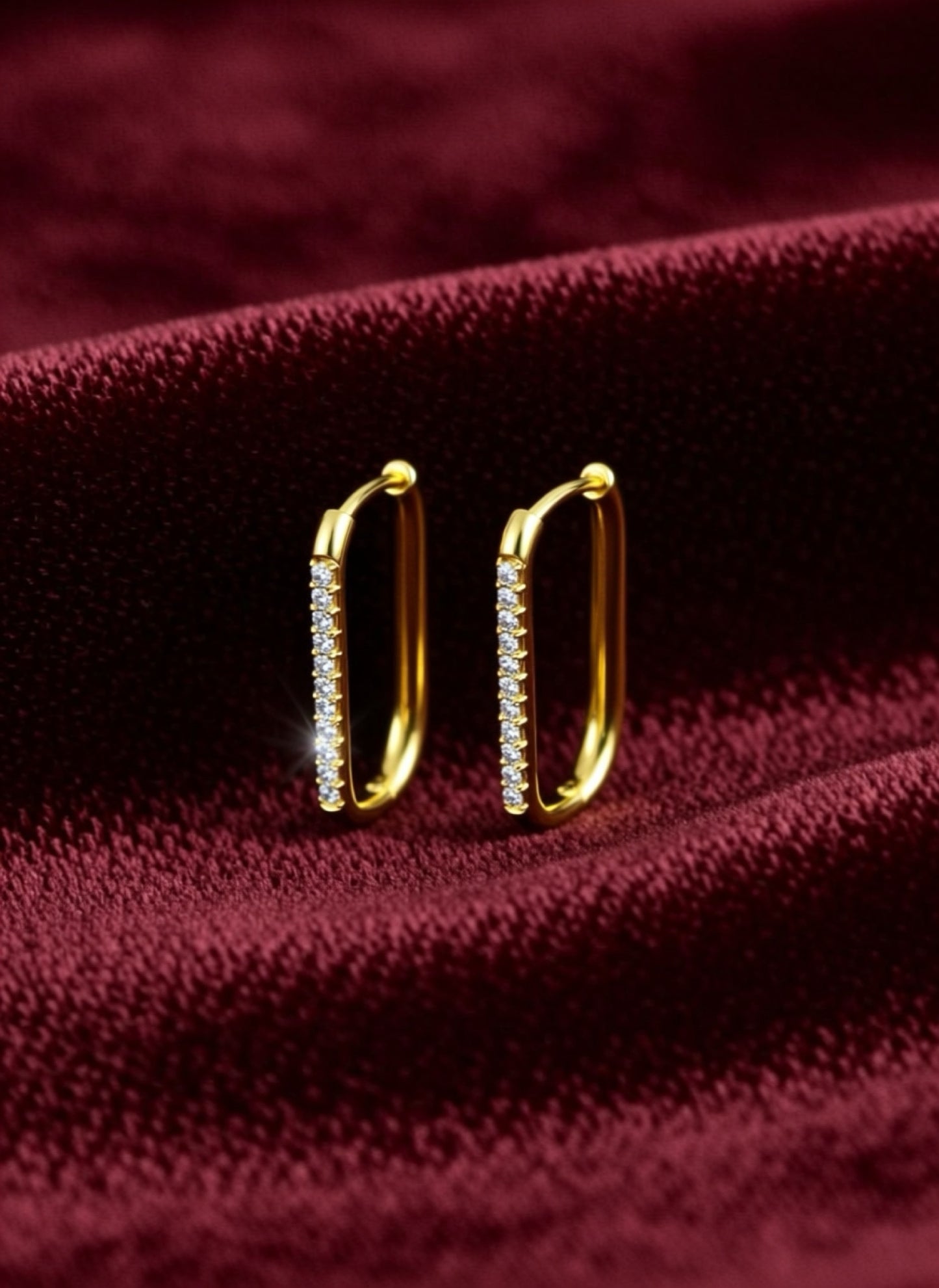 PAVE RECTANGLE HOOP EARRINGS